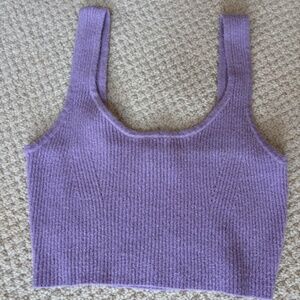 Kendall & Kylie Women's Fitted Knit Crop Tank Top Lavender Large